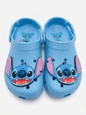 Crocs Classic Blue Disney Stitch Jibbitz Women’s Size 6 Men’s Size 4 Clogs